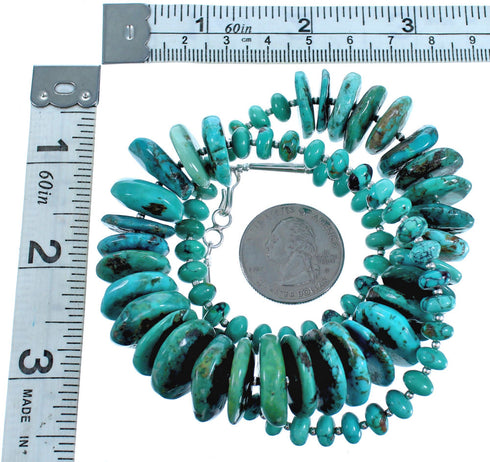 Sterling Silver And Turquoise Southwestern Bead Necklace DX117651