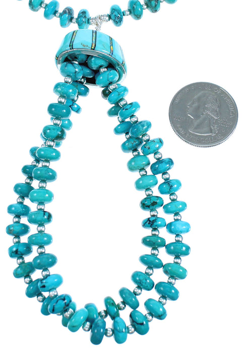 Authentic Sterling Silver Turquoise And Opal Southwest Bead Necklace DX117685