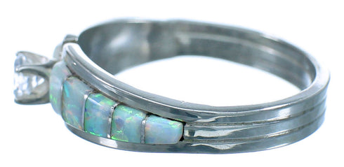 Opal And Sterling Silver CZ Zuni Ring Size 10 RX117569