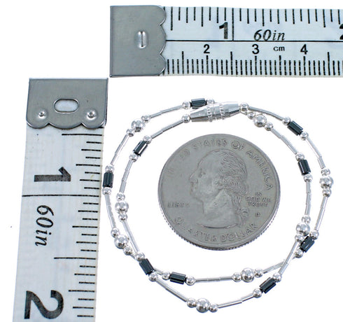 Hand Strung Liquid Silver & Hematite Bead Anklet CS117782