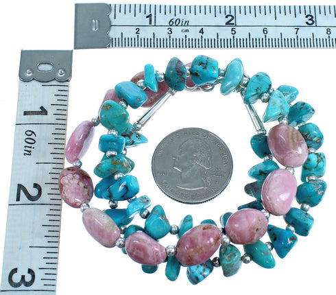 Rhodochrosite Turquoise Southwest Sterling Silver Bead Necklace RX117845