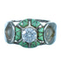 Authentic Sterling Silver Cubic Zirconia Turquoise Inlay Wedding Ring Size 6-1/2 RX118028