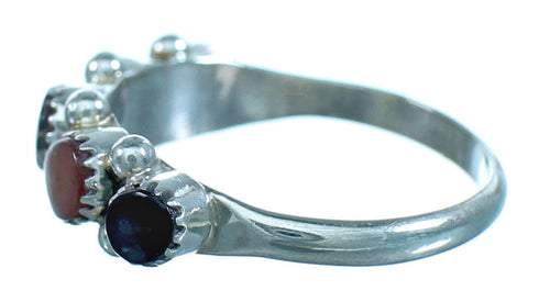 Genuine Sterling Silver Zuni Multicolor Jewelry Ring Size 8-1/2 RX118048