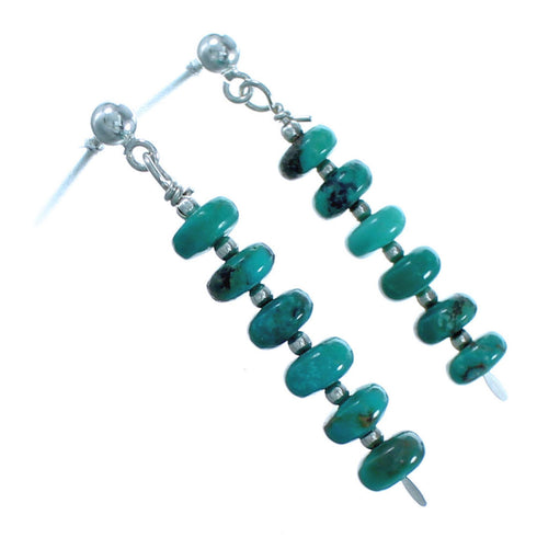 Authentic Sterling Silver Turquoise Bead Post Dangle Earrings RX117864