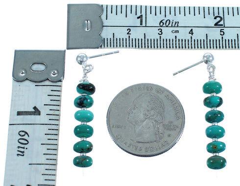 Authentic Sterling Silver Turquoise Bead Post Dangle Earrings RX117864