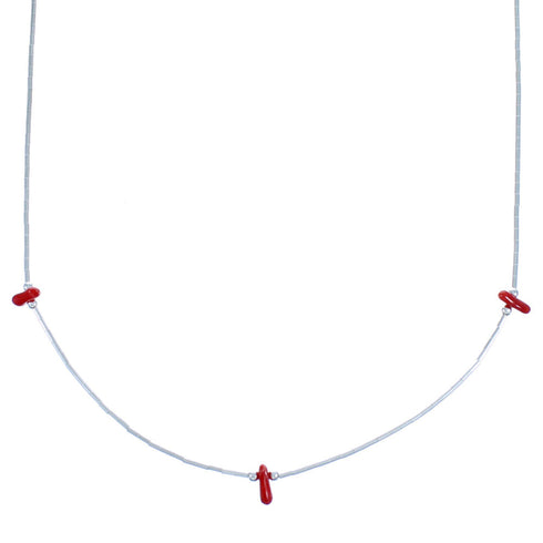 Liquid Sterling Silver Coral Bead Necklace DX117811