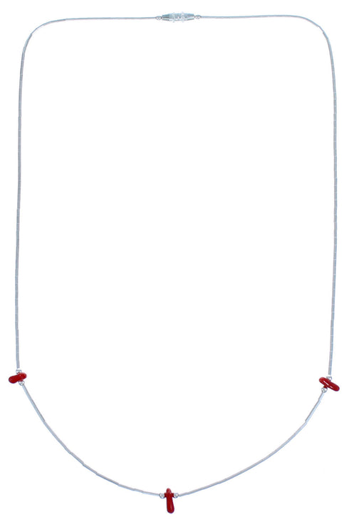 Liquid Sterling Silver Coral Bead Necklace DX117811