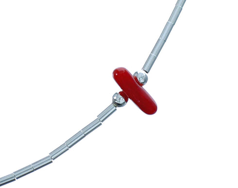 Liquid Sterling Silver Coral Bead Necklace DX117811