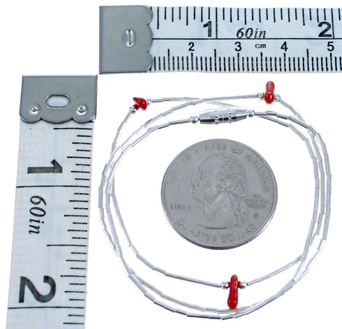 Liquid Sterling Silver Coral Bead Necklace DX117811