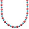 Southwest Turquoise and Pink Coral Sterling Silver Bead Necklace DX117798
