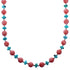 Southwest Turquoise and Pink Coral Sterling Silver Bead Necklace DX117798