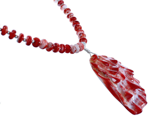 Genuine Sterling Silver Red Oyster Shell Bead Necklace DX117835