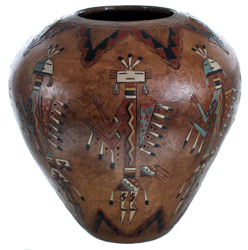 Native American Hand Crafted Kachina Figure Pot By Artist Nancy Chilly RX117913