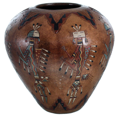 Native American Hand Crafted Kachina Figure Pot By Artist Nancy Chilly RX117913