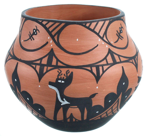 Hand Crafted Dragonfly And Deer Zuni Pottery By Artist Darla Westika RX117973