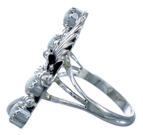 Genuine Sterling Silver Native American Opal Flower Ring Size 5-3/4 CS117999