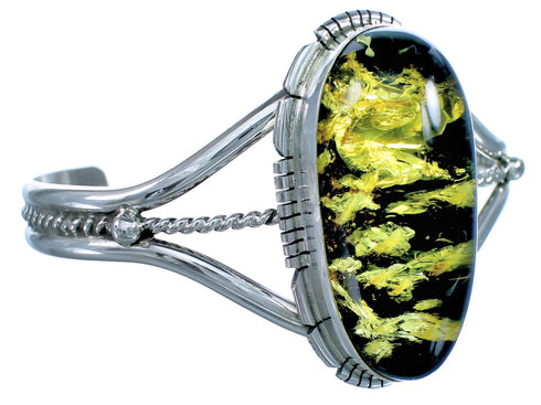Native American Sterling Silver Amber Cuff Bracelet EA118233