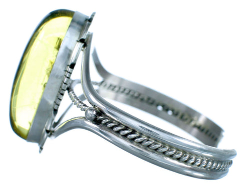 Native American Sterling Silver Amber Cuff Bracelet EA118233