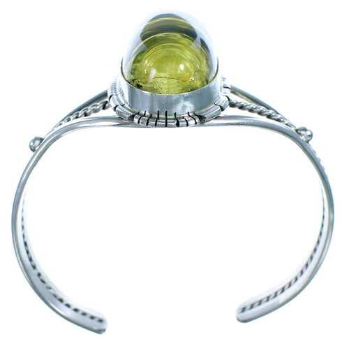 Native American Sterling Silver Amber Cuff Bracelet EA118233