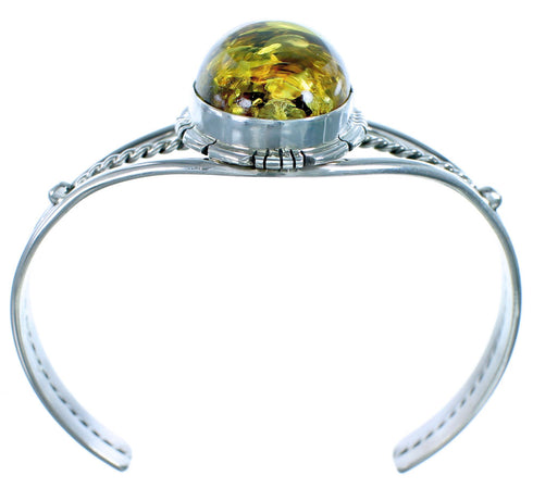 Sterling Silver Native American Amber Cuff Bracelet EA118240