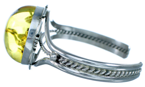 Genuine Sterling Silver Navajo Amber Cuff Bracelet EA118242