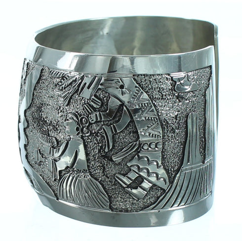 Native American Sterling Silver Story Teller Cuff Bracelet EA118175