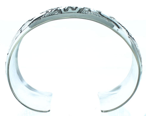 Native American Sterling Silver Story Teller Cuff Bracelet EA118175