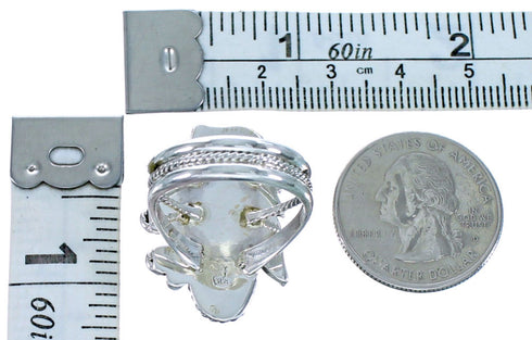 Onyx Sterling Silver Scalloped Leaf Navajo Ring Size 5-1/4 BX118423