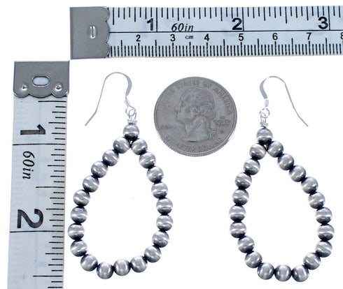 Old Pawn Style Sterling Silver Tear Drop Bead Navajo Hook Dangle Earrings CB118562