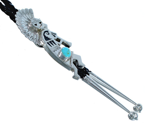 Kachina Figure Turquoise Genuine Sterling Silver Navajo Bolo Tie CB118507