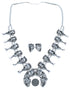 Sterling Silver Flower and Scalloped Leaf Navajo Squash Blossom Necklace Set CB118520