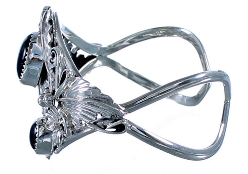 Sterling Silver Onyx American Indian Cuff Bracelet CB118132