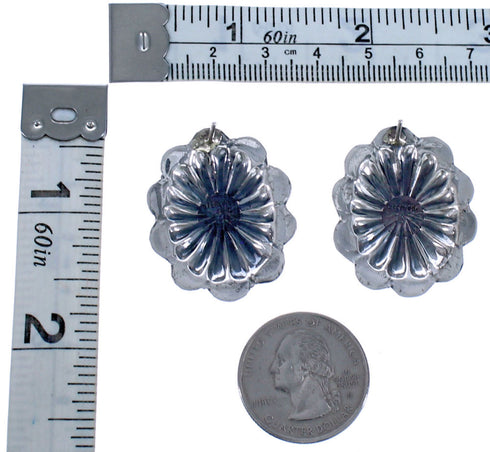 Authentic Sterling Silver Concho Red Oyster Shell Post Earrings EA118267