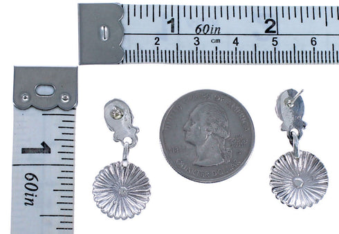 Sterling Silver Navajo Coral Post Dangle Earrings EA118271