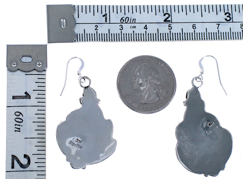 Navajo Authentic Sterling Silver Coral Leaf Hook Dangle Earrings EA118274