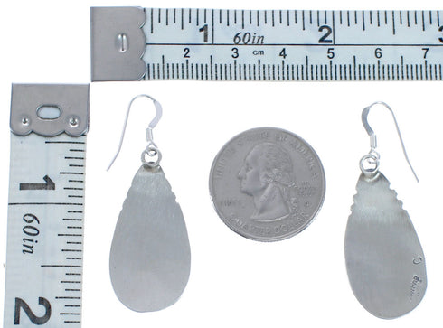 Navajo Bear Paw and Water Wave Sterling Silver Hook Dangle Earrings CB118279