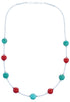 Sterling Silver Turquoise And Coral Bead Necklace BX118696