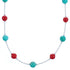 Coral Turquoise Sterling Silver Bead Necklace BX118701