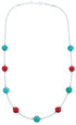 Coral Turquoise Sterling Silver Bead Necklace BX118701