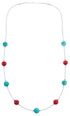 Sterling Silver Coral Turquoise Bead Necklace BX118705