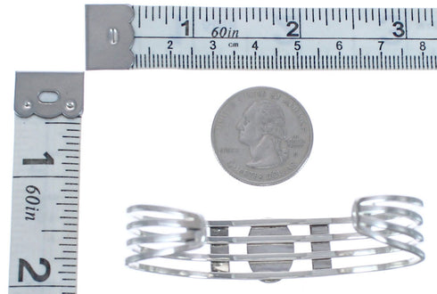 Blue Opal Genuine Sterling Silver Navajo Cuff Bracelet CB118297