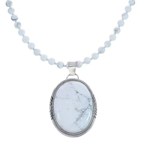 Howlite and Sterling Silver Navajo Bead Necklace CB118398