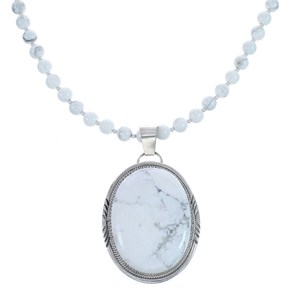 Howlite and Sterling Silver Navajo Bead Necklace CB118398