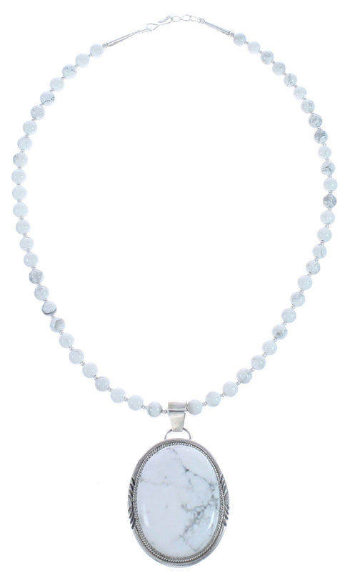 Howlite and Sterling Silver Navajo Bead Necklace CB118398