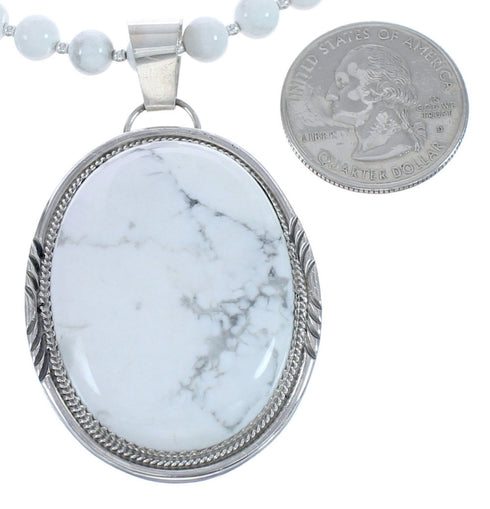 Howlite and Sterling Silver Navajo Bead Necklace CB118398