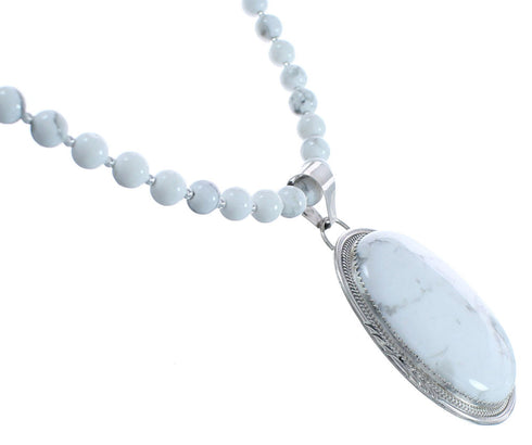 Howlite and Sterling Silver Navajo Bead Necklace CB118398