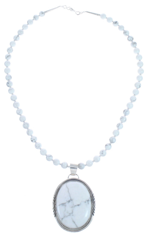 Authentic Navajo Howlite and Sterling Silver Bead Necklace CB118400
