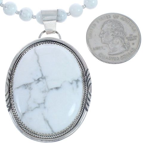 Authentic Navajo Howlite and Sterling Silver Bead Necklace CB118400
