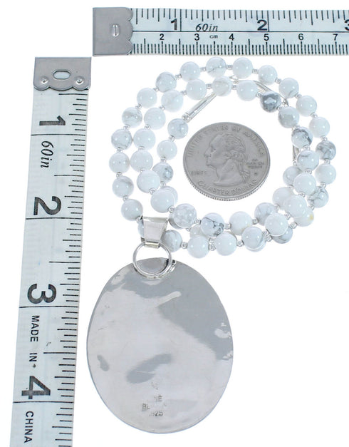 Authentic Navajo Howlite and Sterling Silver Bead Necklace CB118400