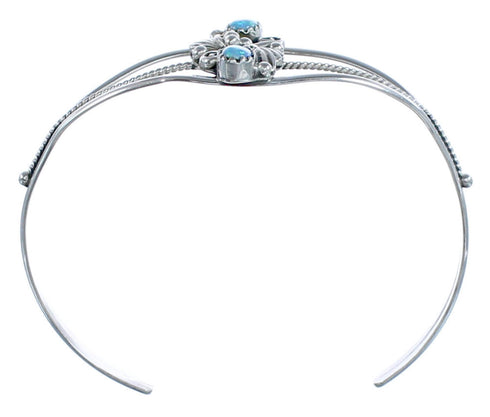 Blue Opal and Sterling Silver Native American Leaf Cuff Bracelet CB118402